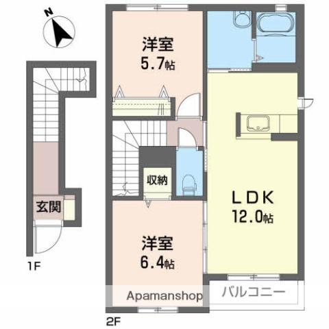 ポラーレ(2LDK/2階)の間取り写真