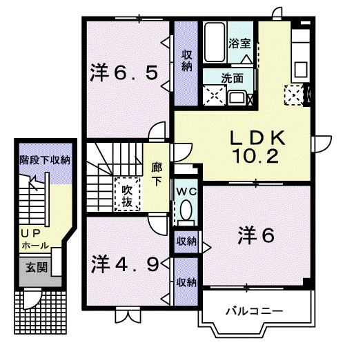 パルーデⅠ(3LDK/2階)の間取り写真