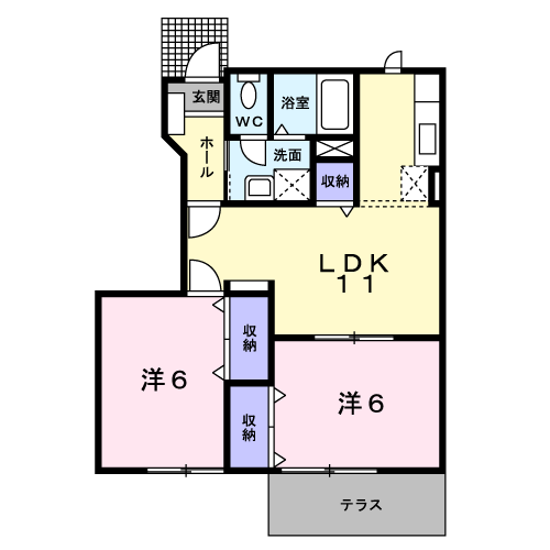 レフィナードⅢ(2LDK/1階)の間取り写真