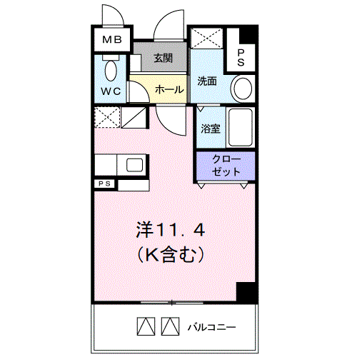 フリーデン(ワンルーム/4階)の間取り写真