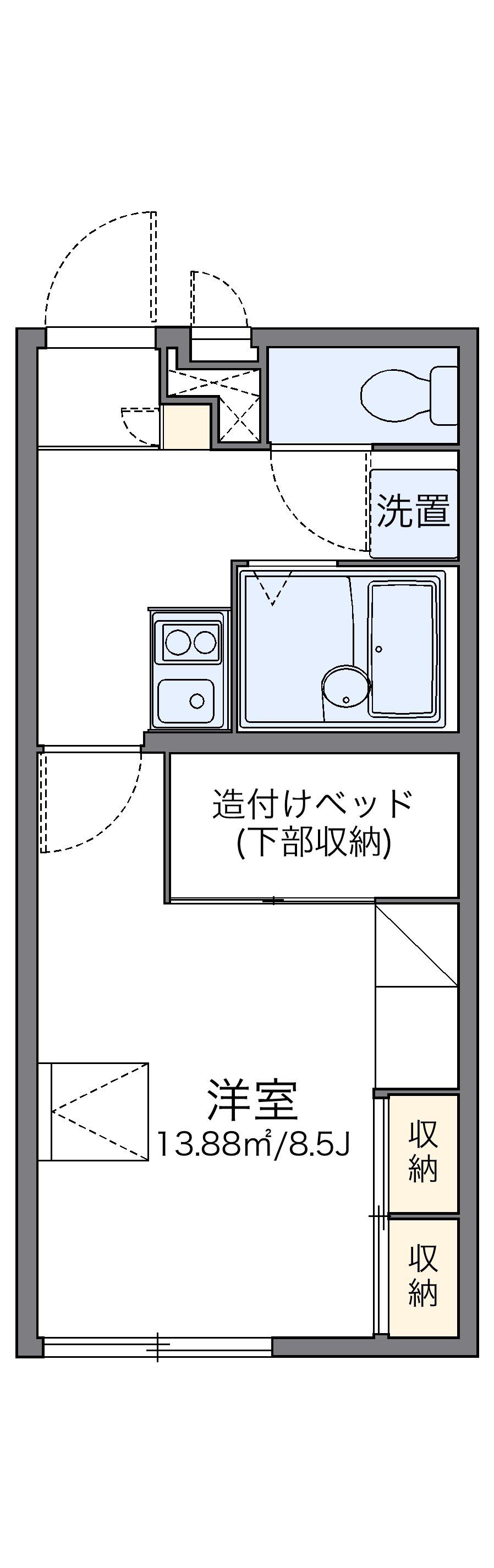 レオパレスアルカディア(1K/1階)の間取り写真