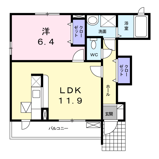 パルナス(1LDK/1階)の間取り写真