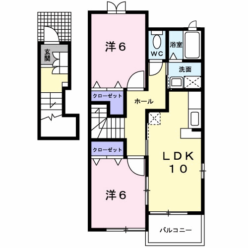 スウィート・フル・ブライア(2LDK/2階)の間取り写真