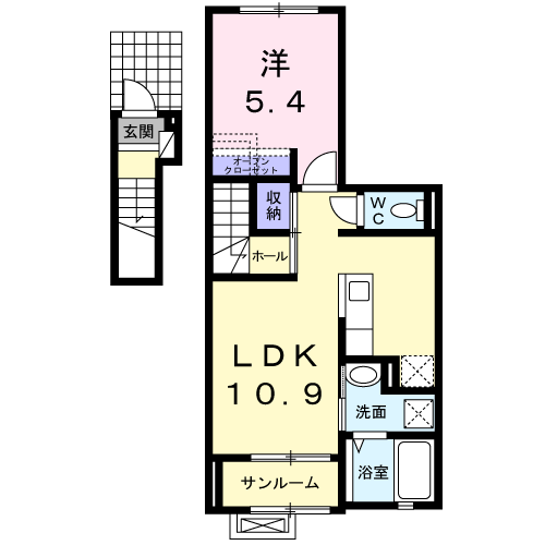 ディア コート(1LDK/2階)の間取り写真