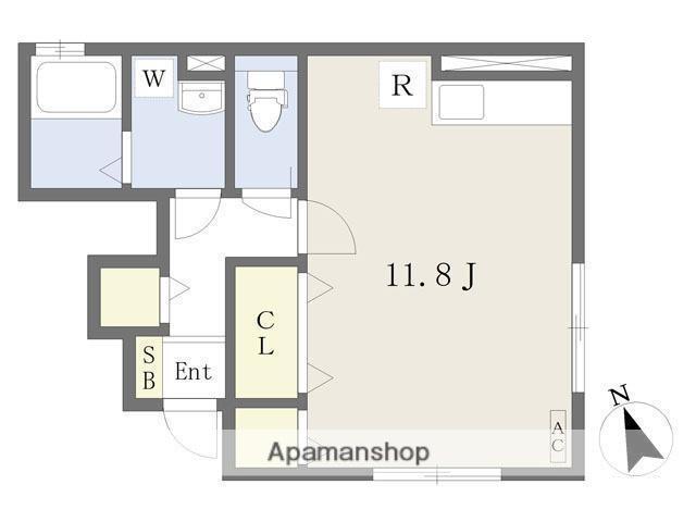セジュール富貴(ワンルーム/1階)の間取り写真