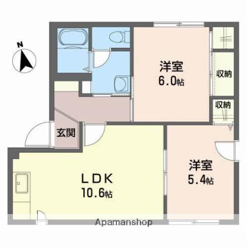 ヴァンセンヌ広面B(2LDK/1階)の間取り写真