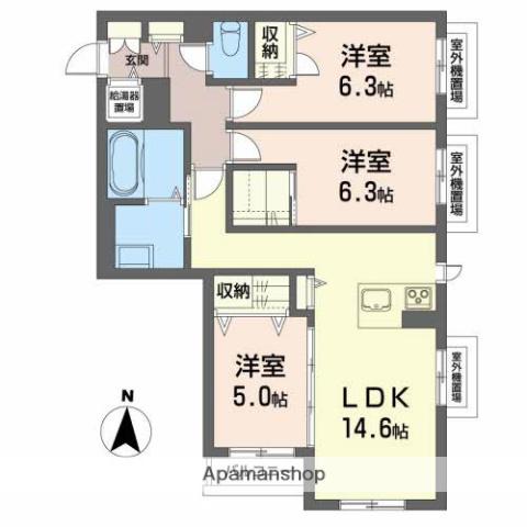 メゾンマスト川もと(3LDK/3階)の間取り写真
