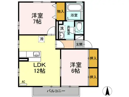 エトワールK 1(2LDK/2階)の間取り写真