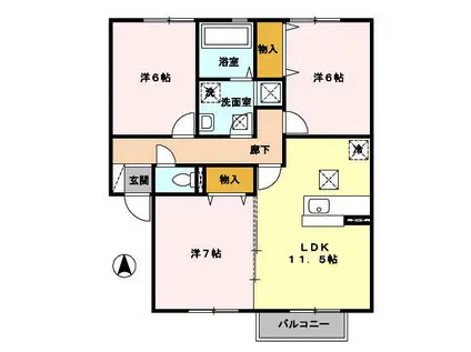 ベルメゾン広面(3LDK/1階)の間取り写真