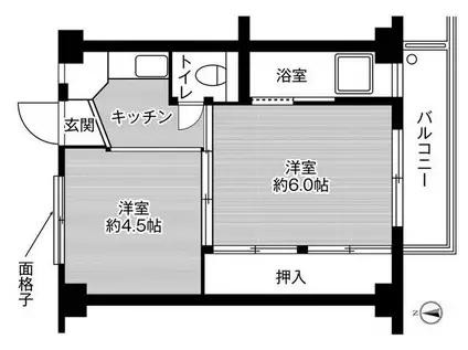 ビレッジハウス仁井田4号棟(2K/4階)の間取り写真