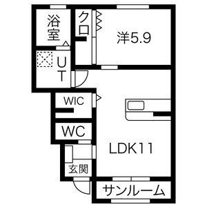 サンルーチェ柳田(1LDK/1階)の間取り写真