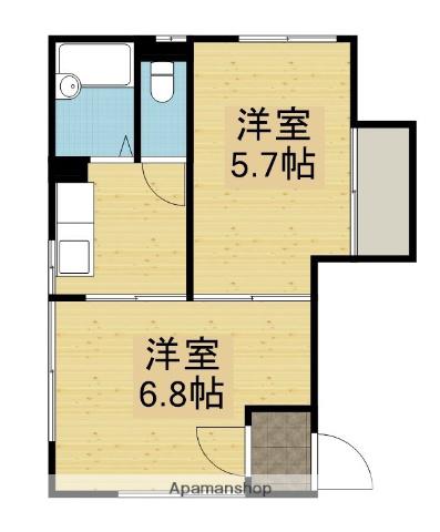 フレグランス新屋大川町B(2K/1階)の間取り写真