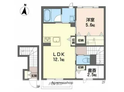 シャーメゾン城東(1LDK/2階)の間取り写真