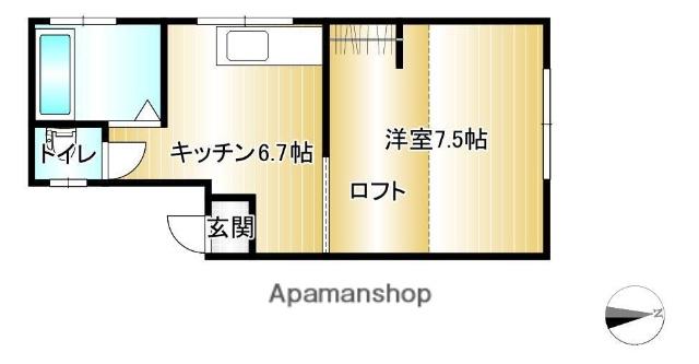ソラーナ広面(1K/2階)の間取り写真