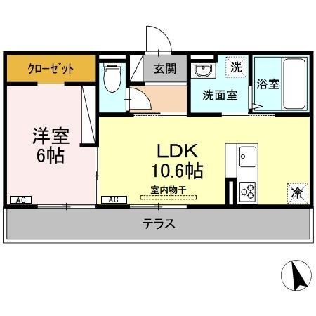 セジュール御所野(1LDK/1階)の間取り写真