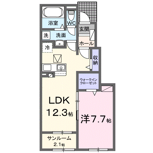 デイスヒルズ(1LDK/1階)の間取り写真