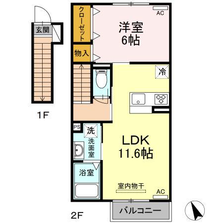 シャルマン・G(1LDK/2階)の間取り写真
