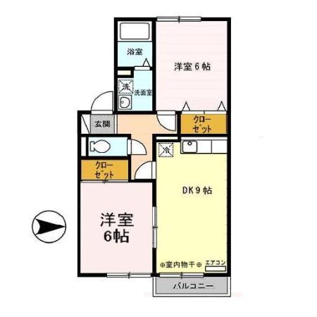 コンジェ(2DK/1階)の間取り写真