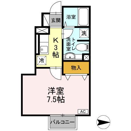 エクセレント大沼(1K/1階)の間取り写真