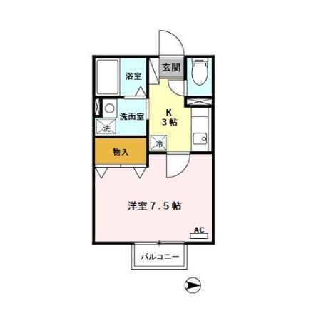 ブルーム勝平台(1K/2階)の間取り写真