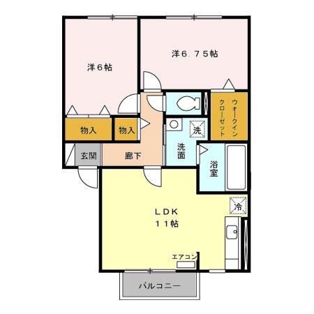 アローネビーダ(2LDK/2階)の間取り写真