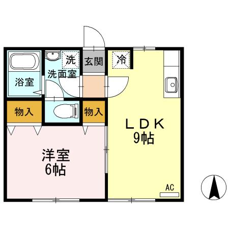 ポートサイドセジュール(1LDK/1階)の間取り写真