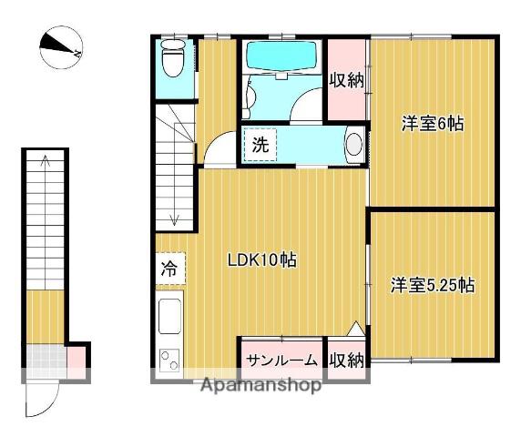 ヴィレッジ仁井田A(2LDK/2階)の間取り写真