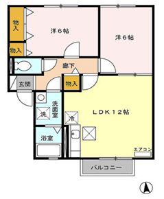 クレーネ東(2LDK/1階)の間取り写真