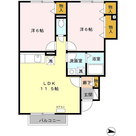 ア・レーズ(2LDK/1階)の間取り写真