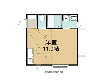 山田荘1号(ワンルーム/2階)の間取り写真