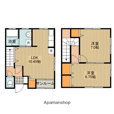 男鹿線 追分駅(秋田) バス乗車時間：4分 天王南中学校入口バス停で下車 徒歩3分 2階建 築15年(2LDK)の間取り写真