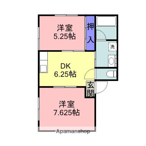 シャディー(2DK/2階)の間取り写真