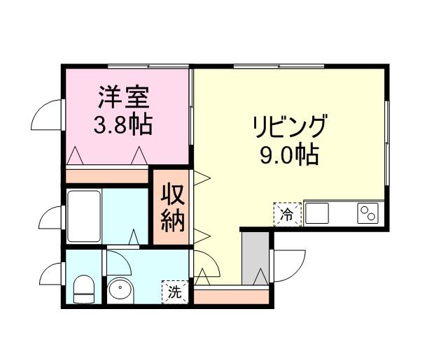 オワザンス B(1LDK/2階)の間取り写真