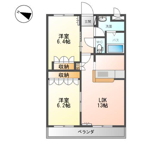 ロイヤルガーデン(2LDK/2階)の間取り写真