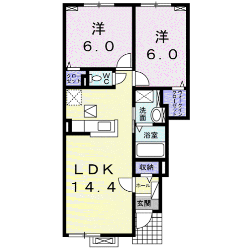 リサ・ファミリアⅡ(2LDK/1階)の間取り写真