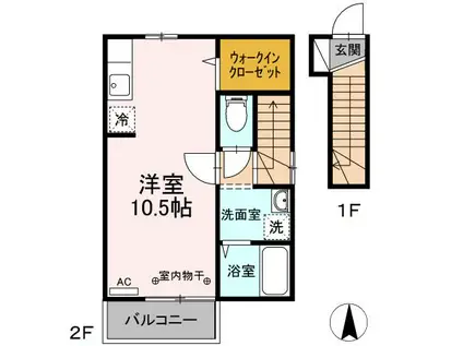 セジュール外旭川(ワンルーム/2階)の間取り写真