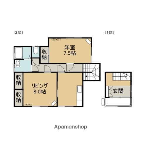 秋田県秋田市 2階建 築31年(2DK)の間取り写真