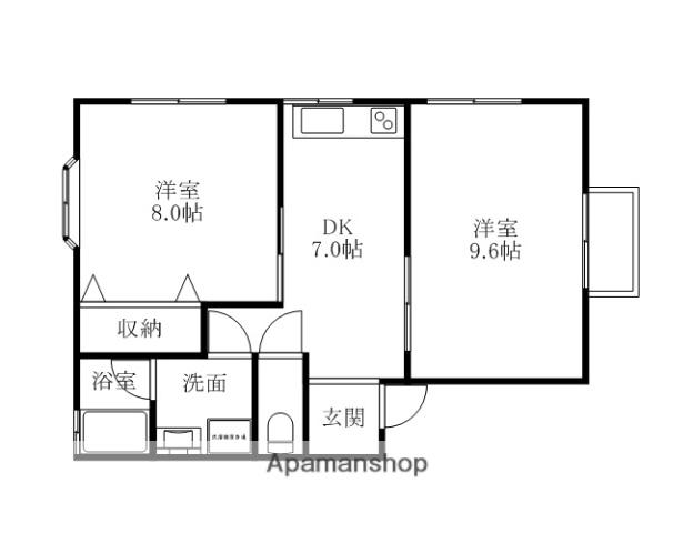 アルカサール.K-2(2DK/1階)の間取り写真