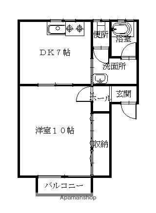 グレプションB(1DK/1階)の間取り写真