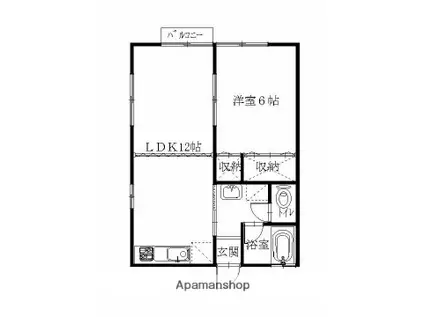 WE川崎(1LDK/2階)の間取り写真