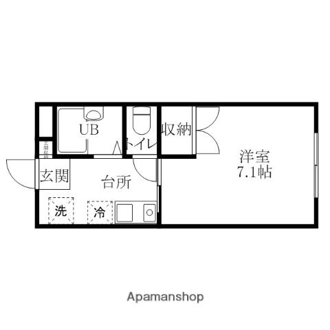 アモロッソ(1K/1階)の間取り写真