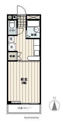 ファミーユ中桜田(1K/4階)の間取り写真
