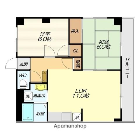 宮ハウスⅡ(3DK/2階)の間取り写真