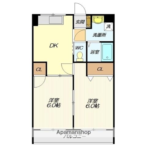 ライフステージ丸の内B棟(2DK/2階)の間取り写真