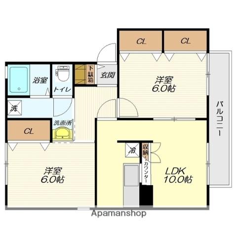 セジュールJ&K(2LDK/2階)の間取り写真