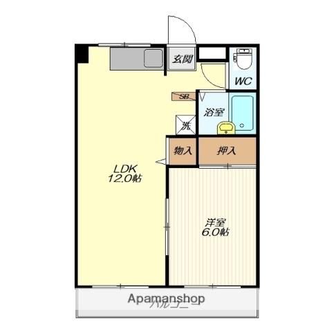 サンシャイン南館(1LDK/2階)の間取り写真