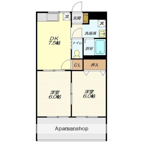 サンシャイン松が岬(2DK/2階)の間取り写真