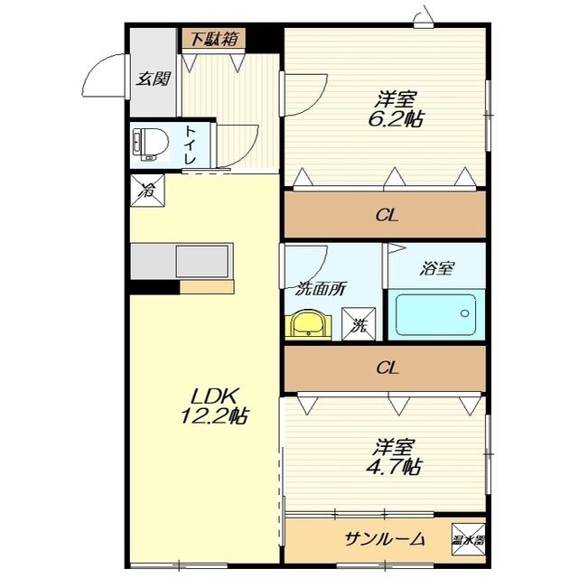 GRADO・A(2LDK/1階)の間取り写真