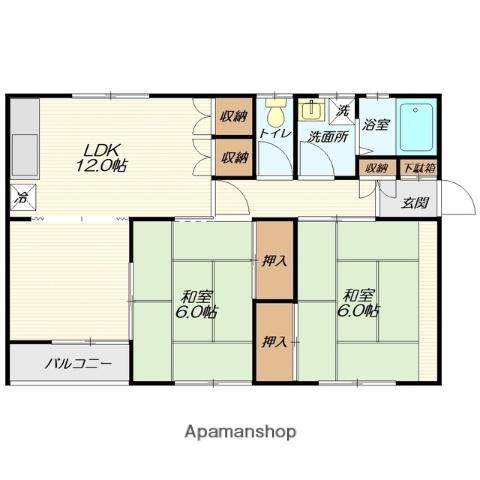 旭ヶ丘アネックス(2LDK/1階)の間取り写真