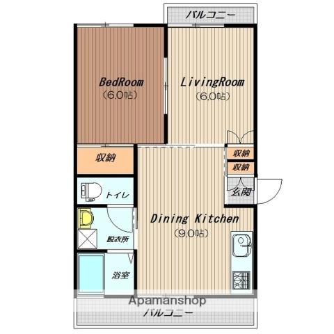 ドリーム&ハッピー(2DK/1階)の間取り写真